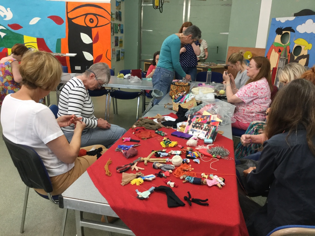Participants engrossed in making an arpillera doll at the workshop facilitated by Roberta Bacic, 21st July, 2016. (Photo: © B.Ellis51)